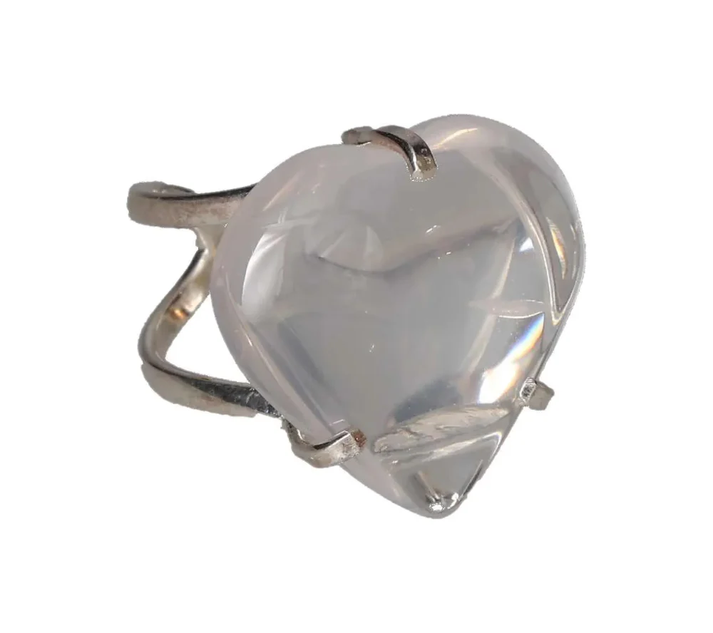 Quartz Heart Cabochon Arc And Wire Ring Silver 602020 P30