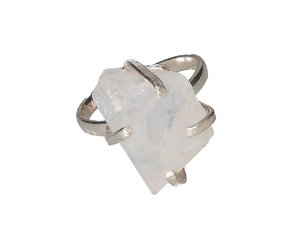 Silver Simple Band Ring with Raw Quartz – Natural Beauty and Minimalist Charm 598583 P30 - Image 3