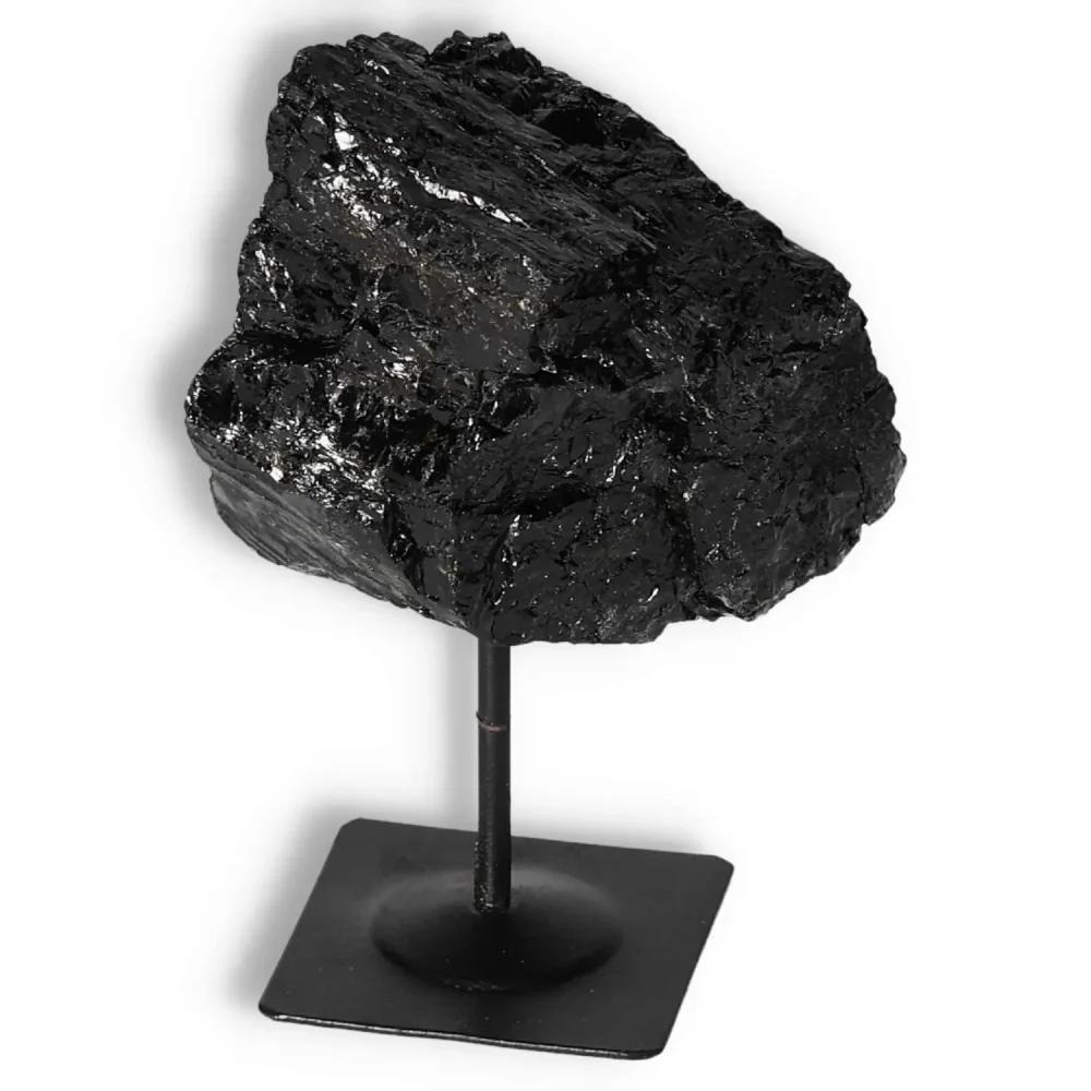 Rough Black Tourmaline with Metal Stand M 565592 - Image 2