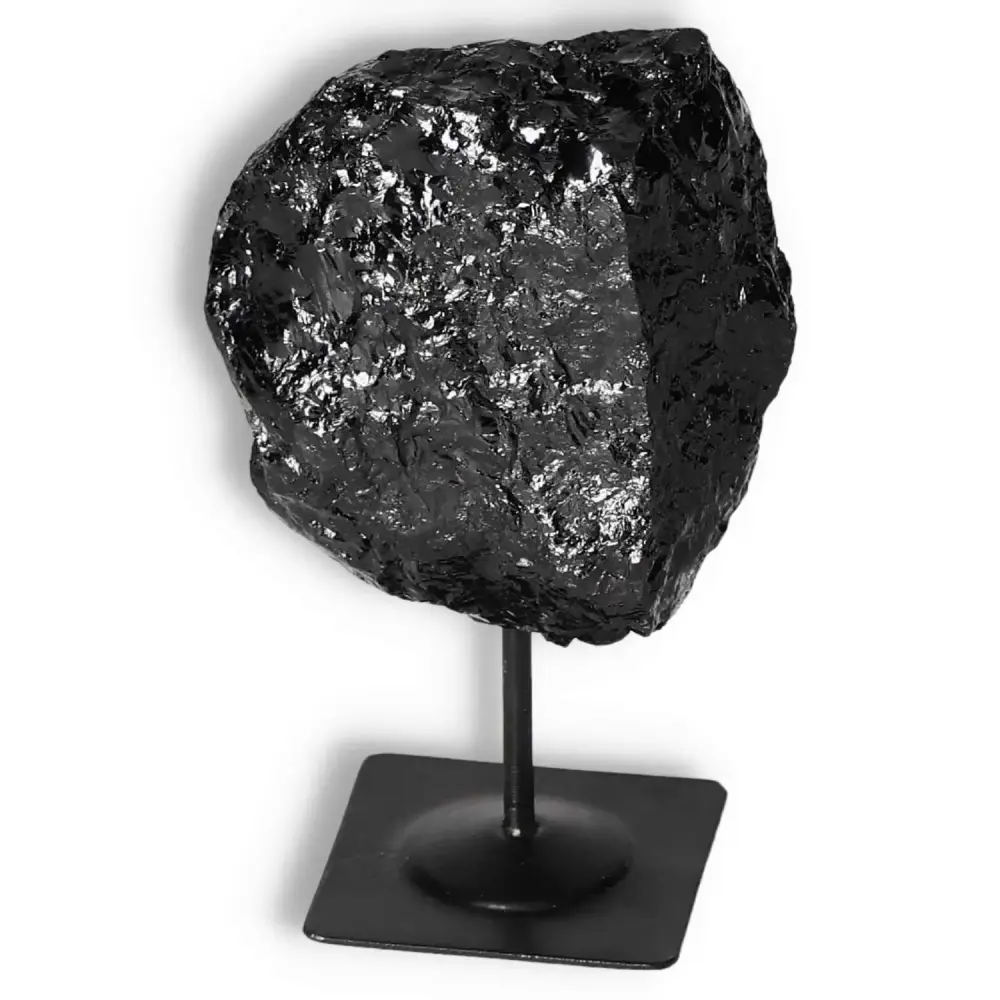 Rough Black Tourmaline with Metal Stand M 565608