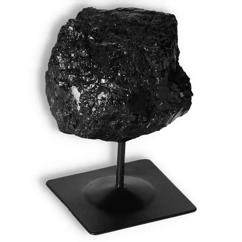 Rough Black Tourmaline with Metal Stand M 565653