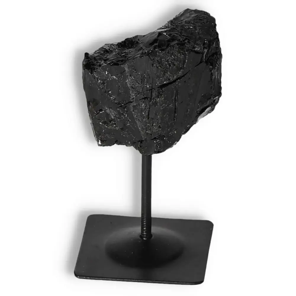 Rough Black Tourmaline with Metal Stand S 565486