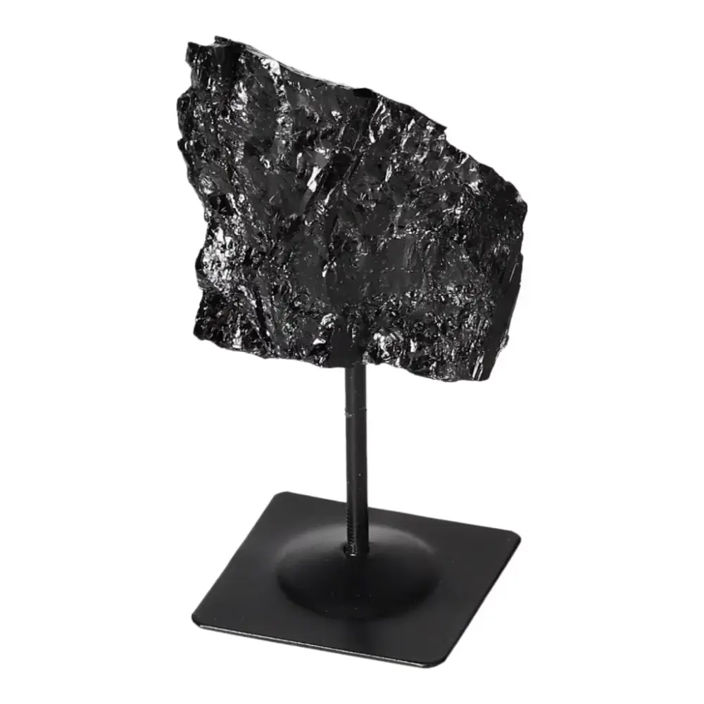 Rough Black Tourmaline with Metal Stand S 566155