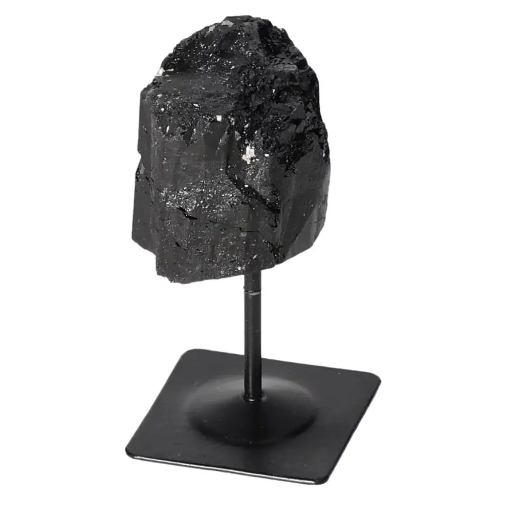 Rough Black Tourmaline with Metal Stand S 566179