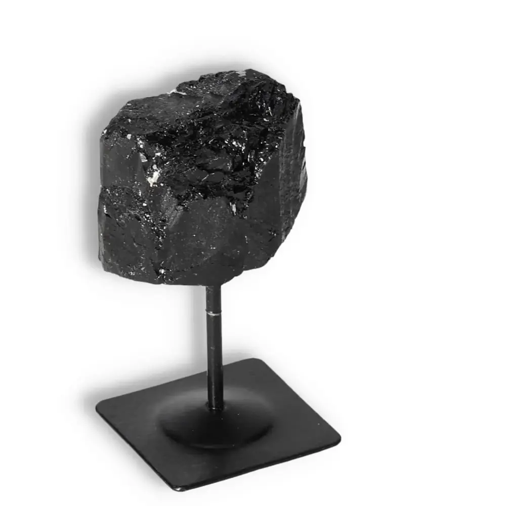 Rough Black Tourmaline with Metal Stand S 566179 - Image 2