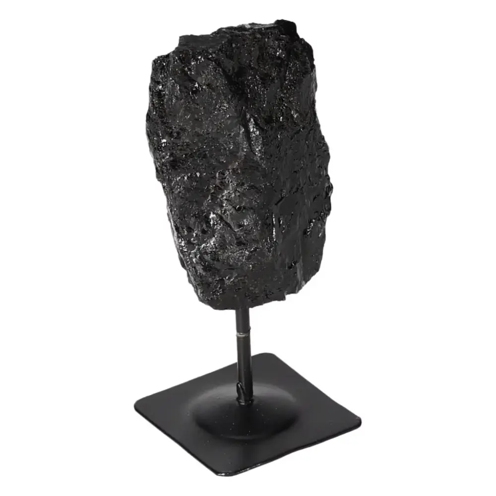 Rough Black Tourmaline with Metal Stand S 566193