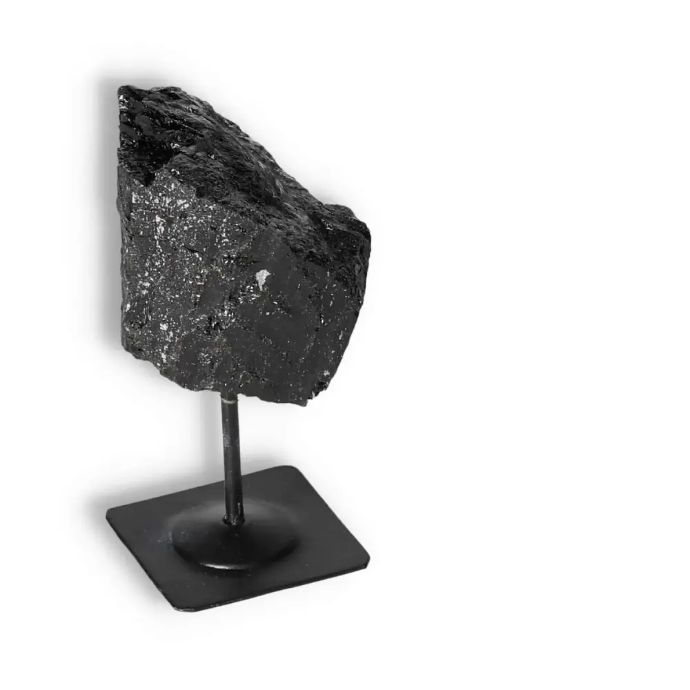 Rough Black Tourmaline with Metal Stand S 566230 - Image 4