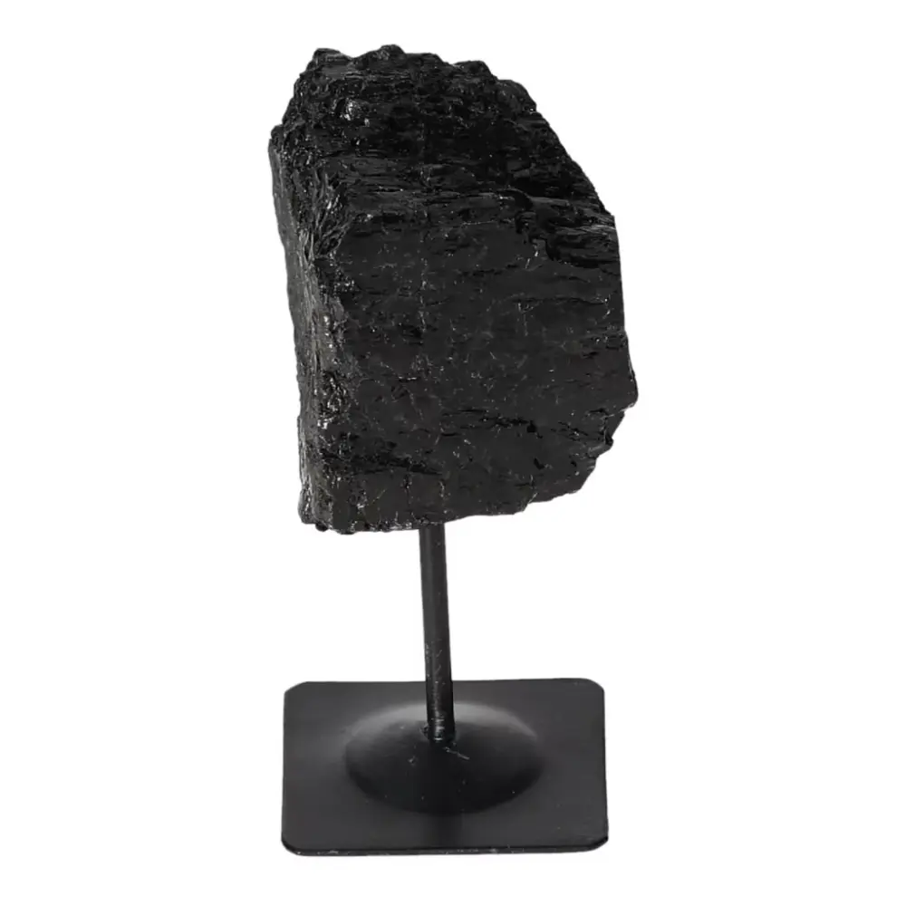Rough Black Tourmaline with Metal Stand S 566285