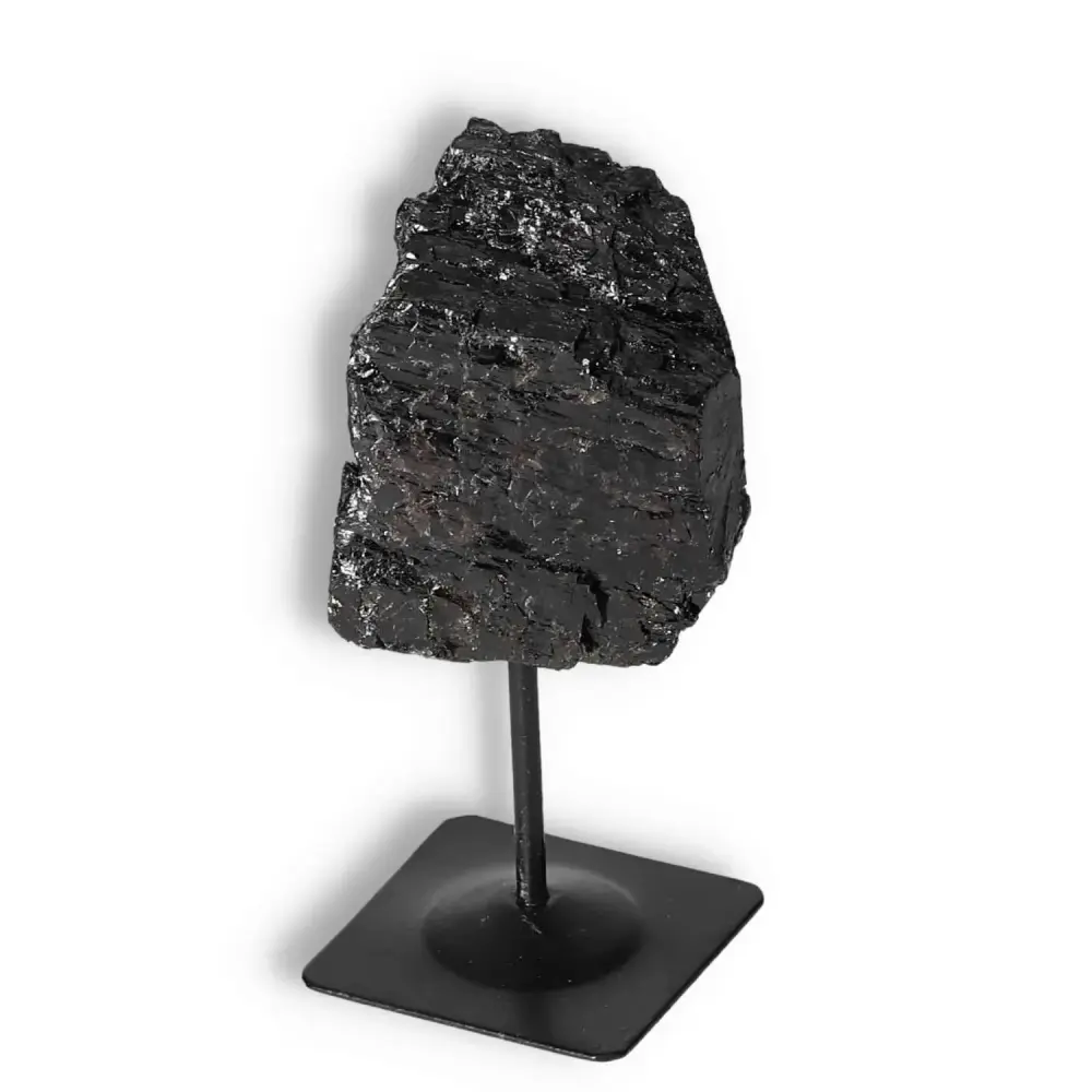 Rough Black Tourmaline with Metal Stand S 566285 - Image 2