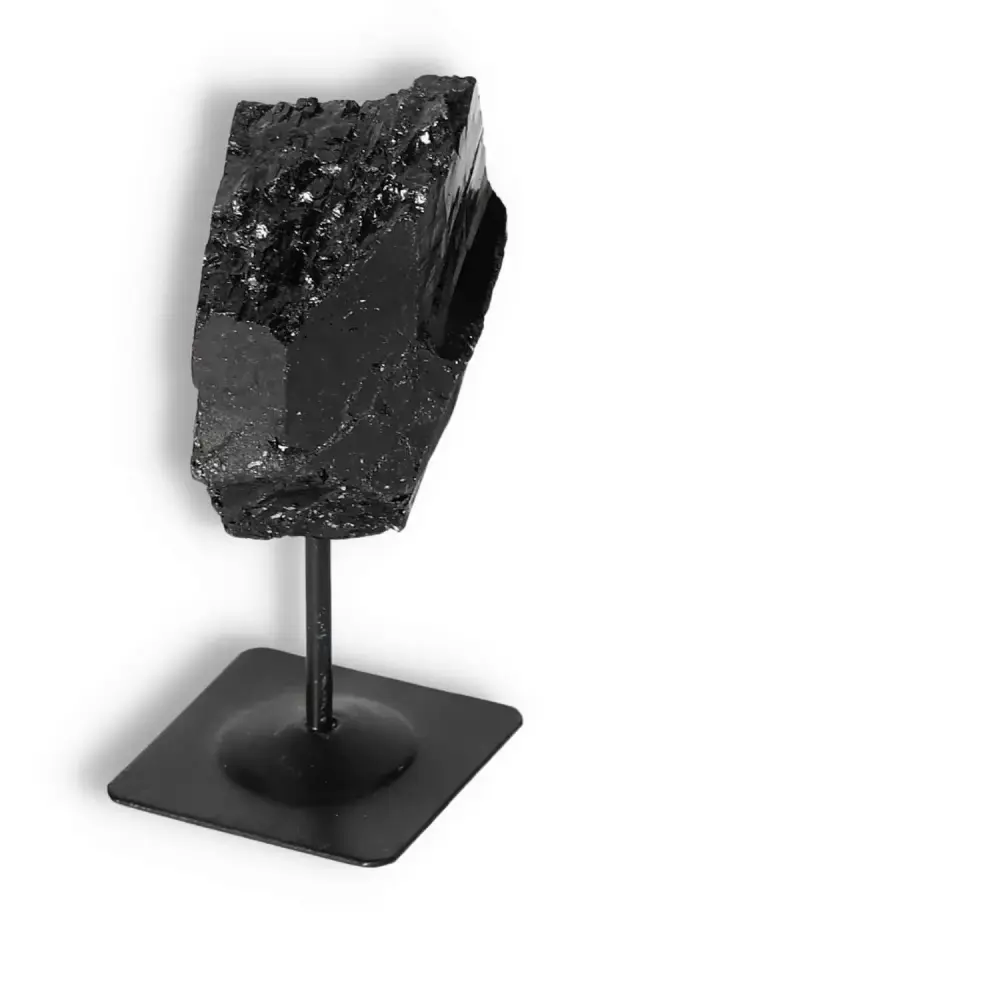 Rough Black Tourmaline with Metal Stand S 566285 - Image 4