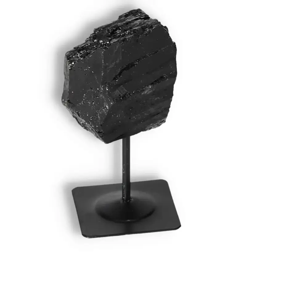 Rough Black Tourmaline with Metal Stand S 566285 - Image 5