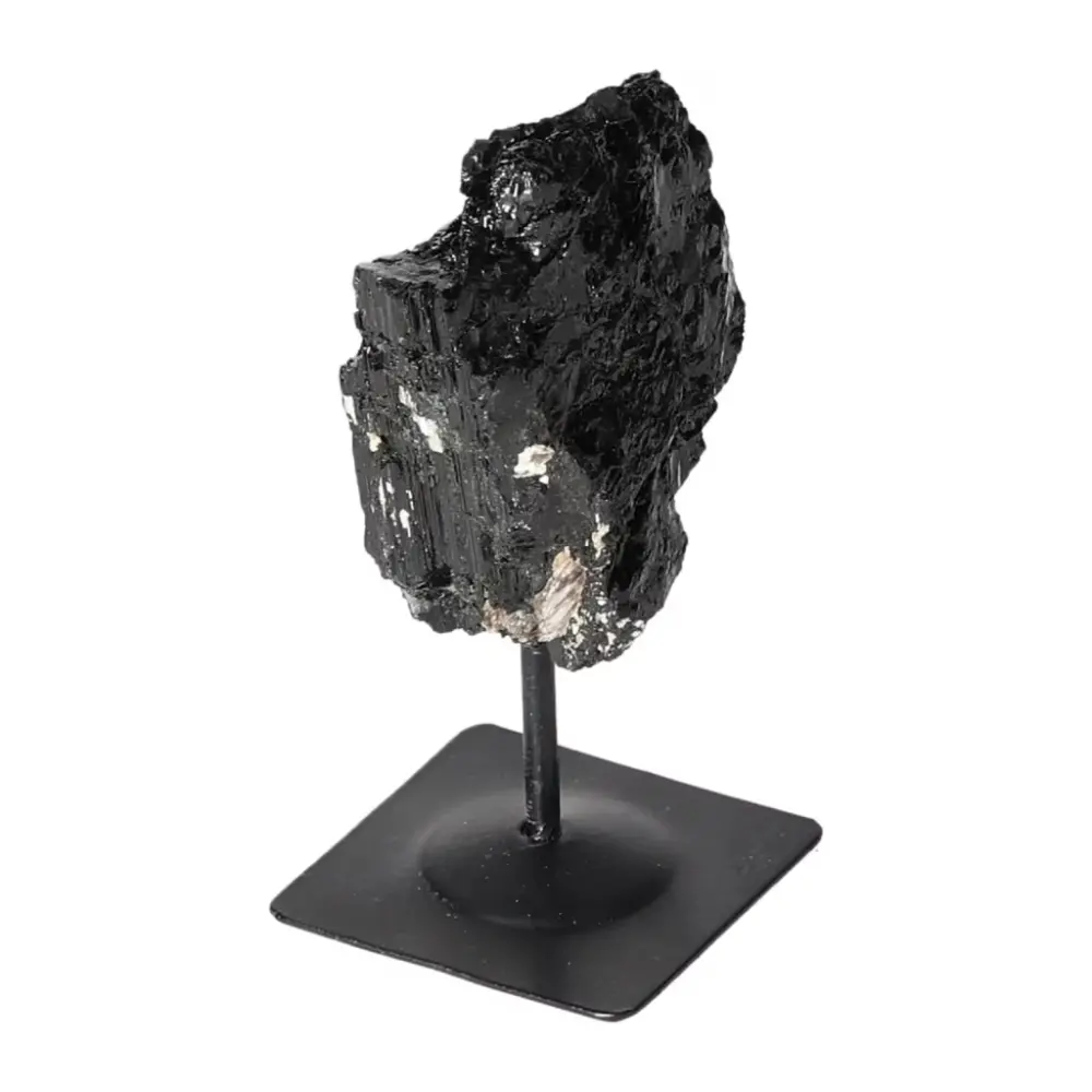 Rough Black Tourmaline with Metal Stand S 566315