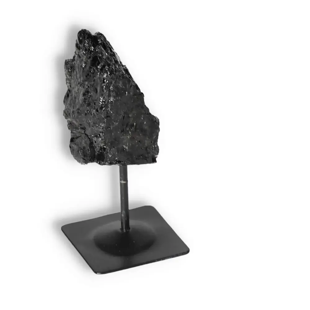 Rough Black Tourmaline with Metal Stand S 566315 - Image 4