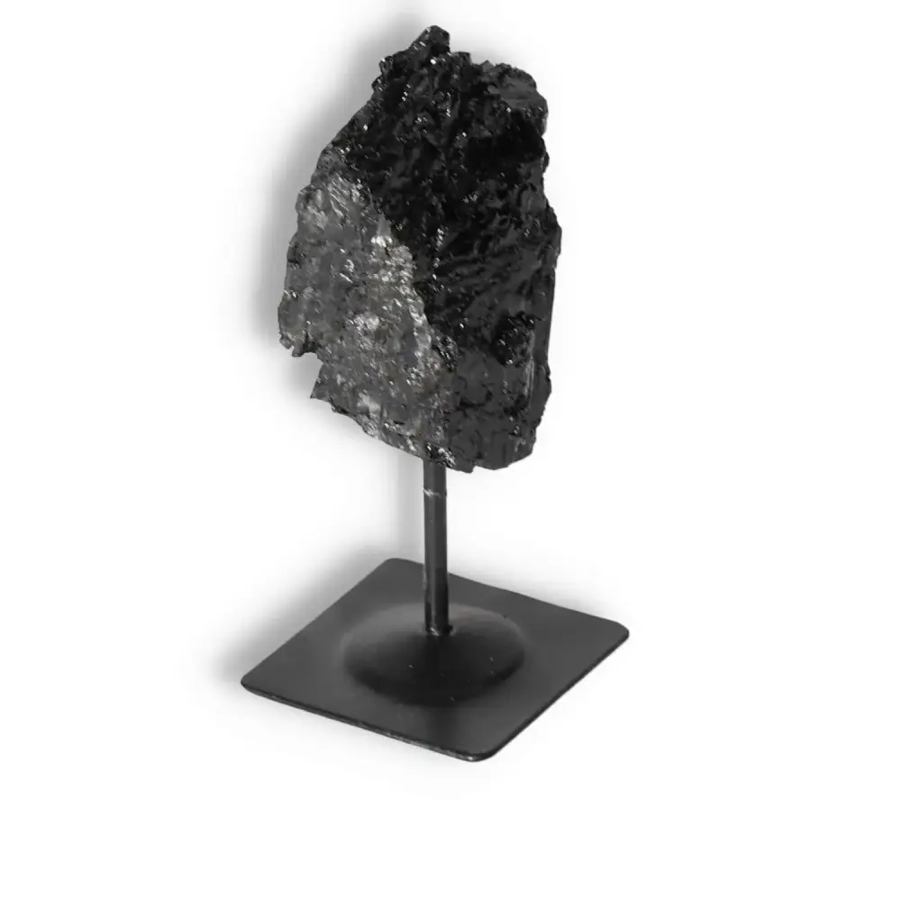 Rough Black Tourmaline with Metal Stand S 566315 - Image 5