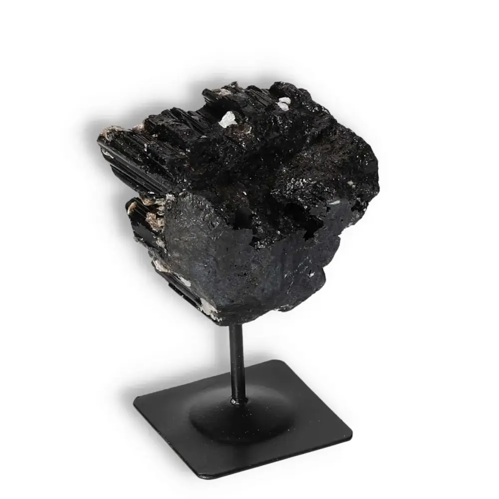 Rough Black Tourmaline with Metal Stand S 566346 - Image 2