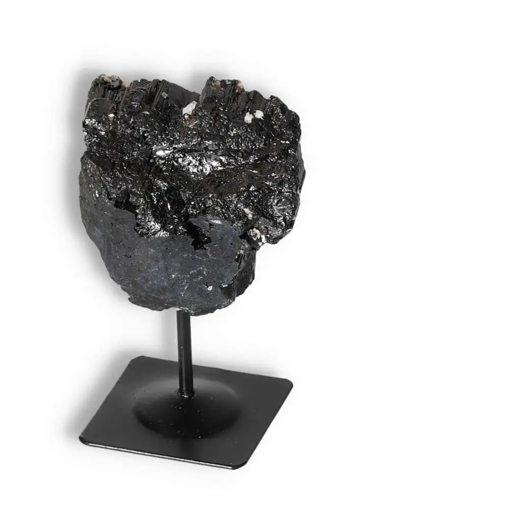 Rough Black Tourmaline with Metal Stand S 566346 - Image 3