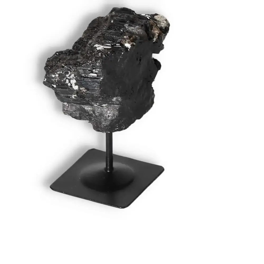 Rough Black Tourmaline with Metal Stand S 566346 - Image 5