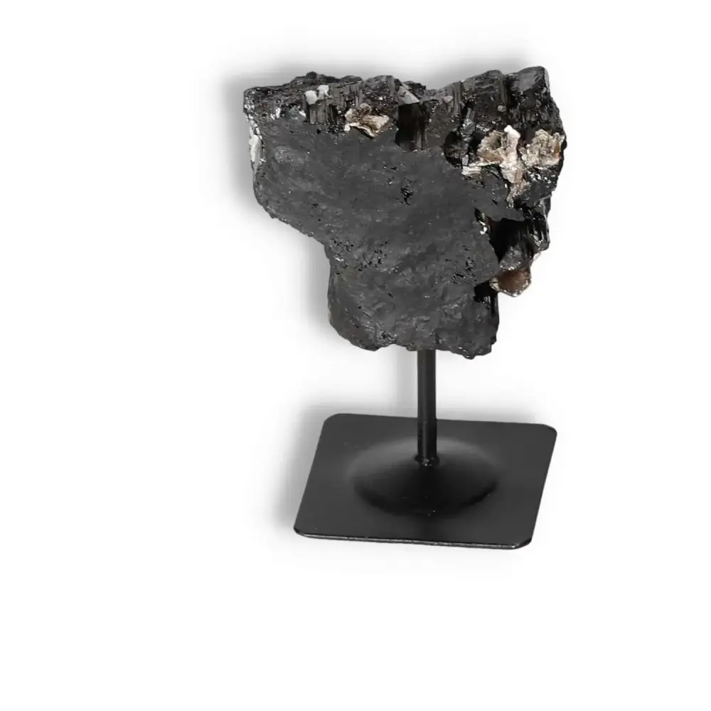 Rough Black Tourmaline with Metal Stand S 566346 - Image 6