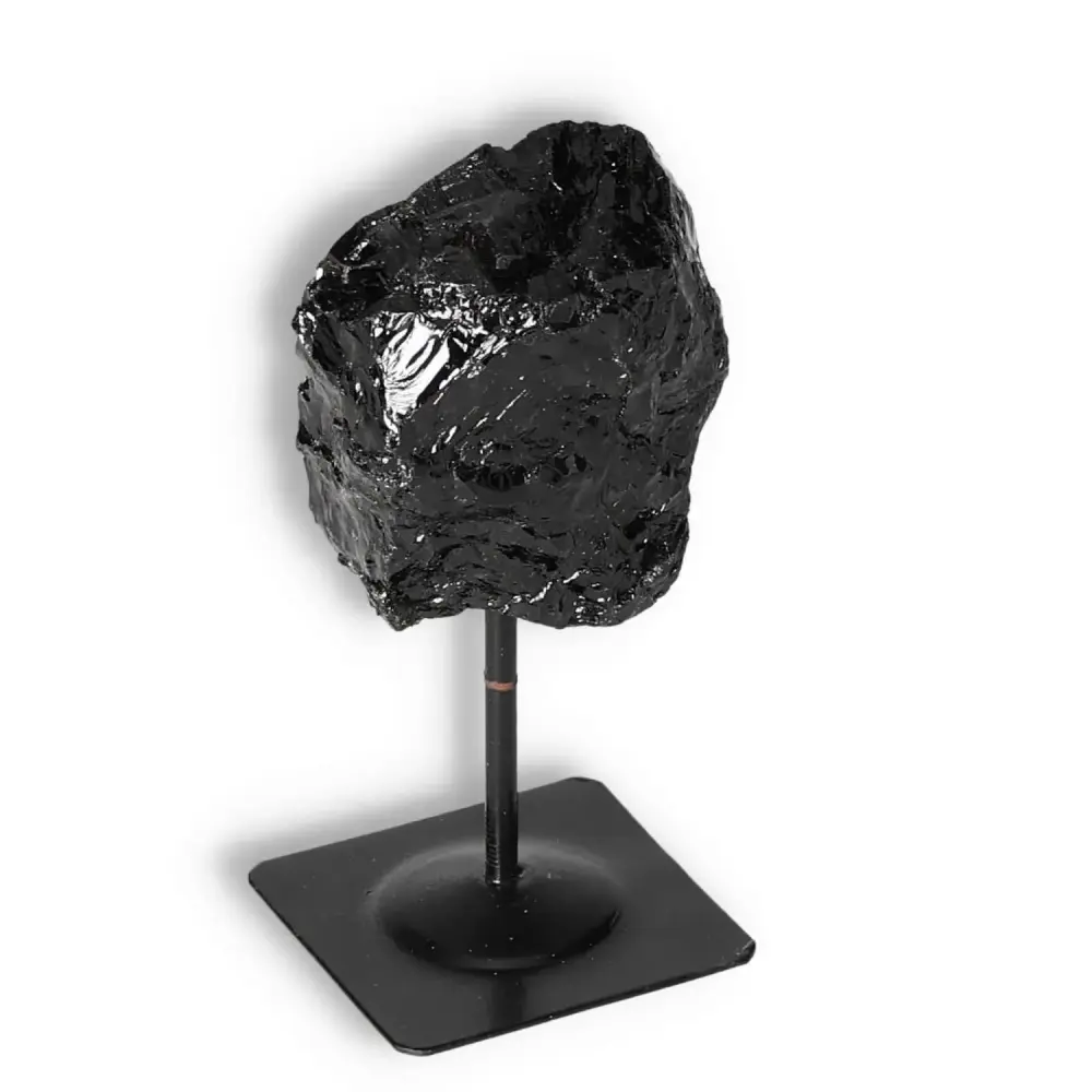 Rough Black Tourmaline with Metal Stand S 566360