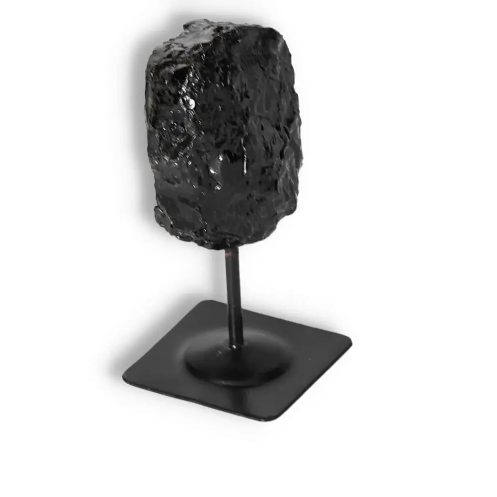 Rough Black Tourmaline with Metal Stand S 566360 - Image 4