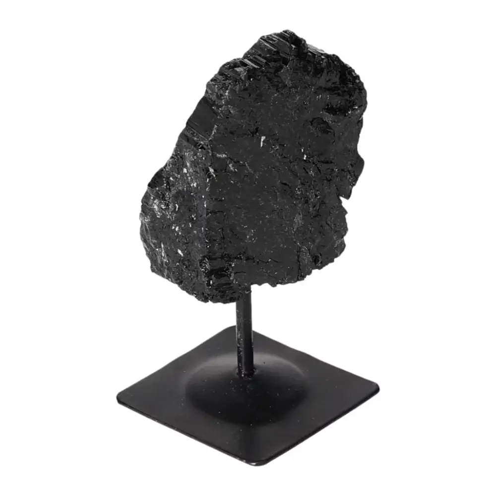 Rough Black Tourmaline with Metal Stand S 566377