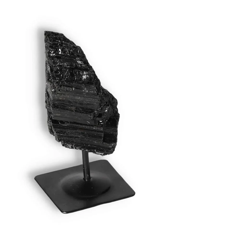 Rough Black Tourmaline with Metal Stand S 566377 - Image 12