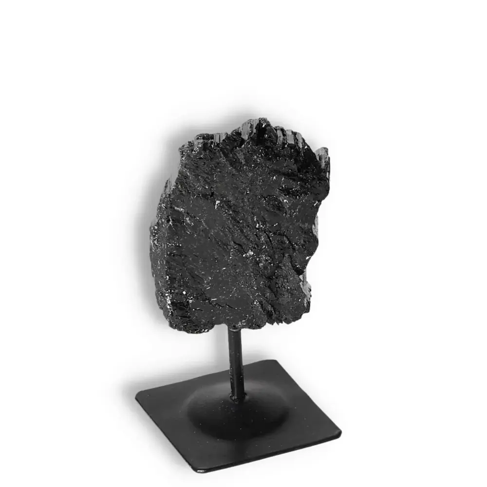 Rough Black Tourmaline with Metal Stand S 566377 - Image 2