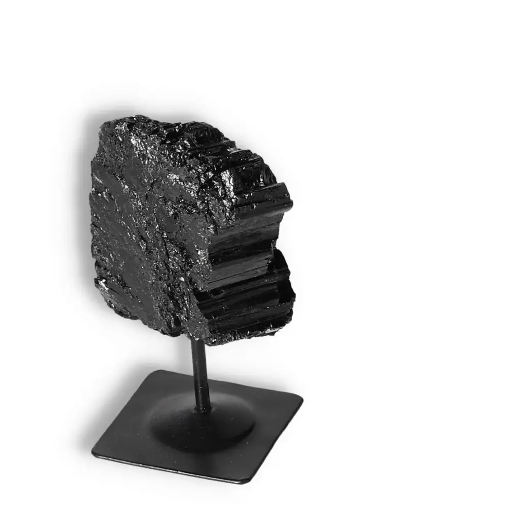 Rough Black Tourmaline with Metal Stand S 566377 - Image 3