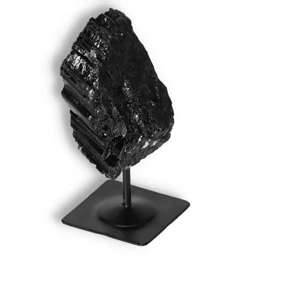 Rough Black Tourmaline with Metal Stand S 566377 - Image 5