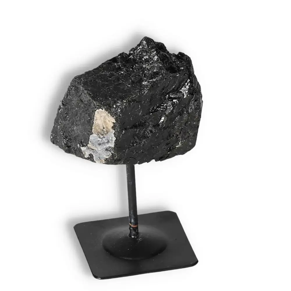 Rough Black Tourmaline with Metal Stand S 566438 - Image 2
