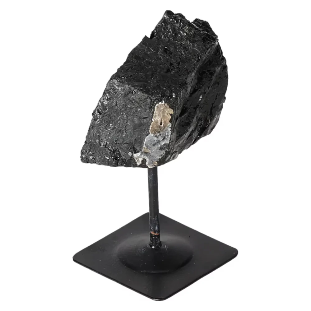 Rough Black Tourmaline with Metal Stand S 566438 - Image 9