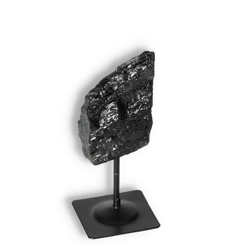 Rough Black Tourmaline with Metal Stand S 566599 - Image 2