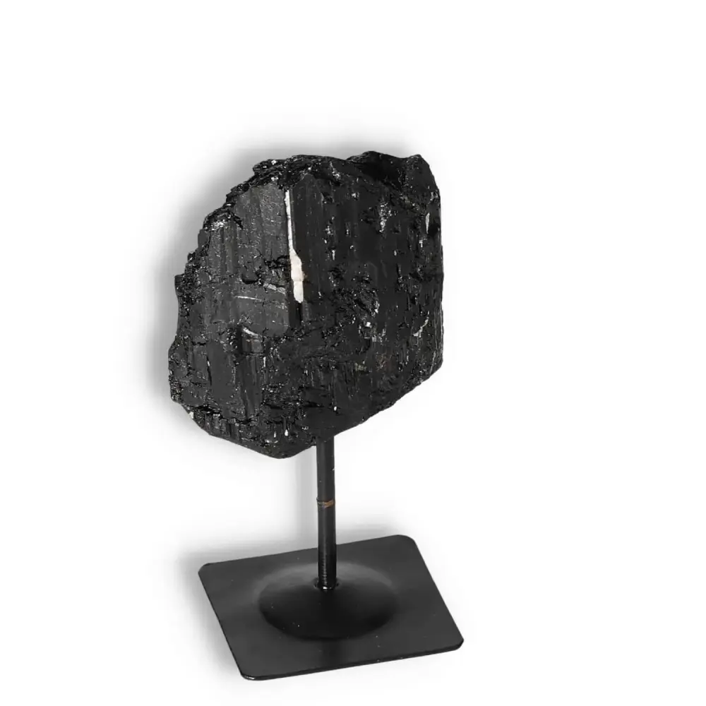 Rough Black Tourmaline with Metal Stand S 566780 - Image 2