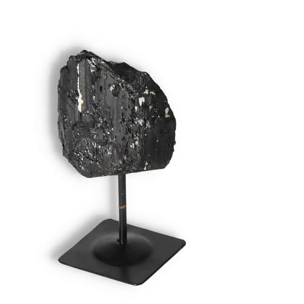 Rough Black Tourmaline with Metal Stand S 566780 - Image 3