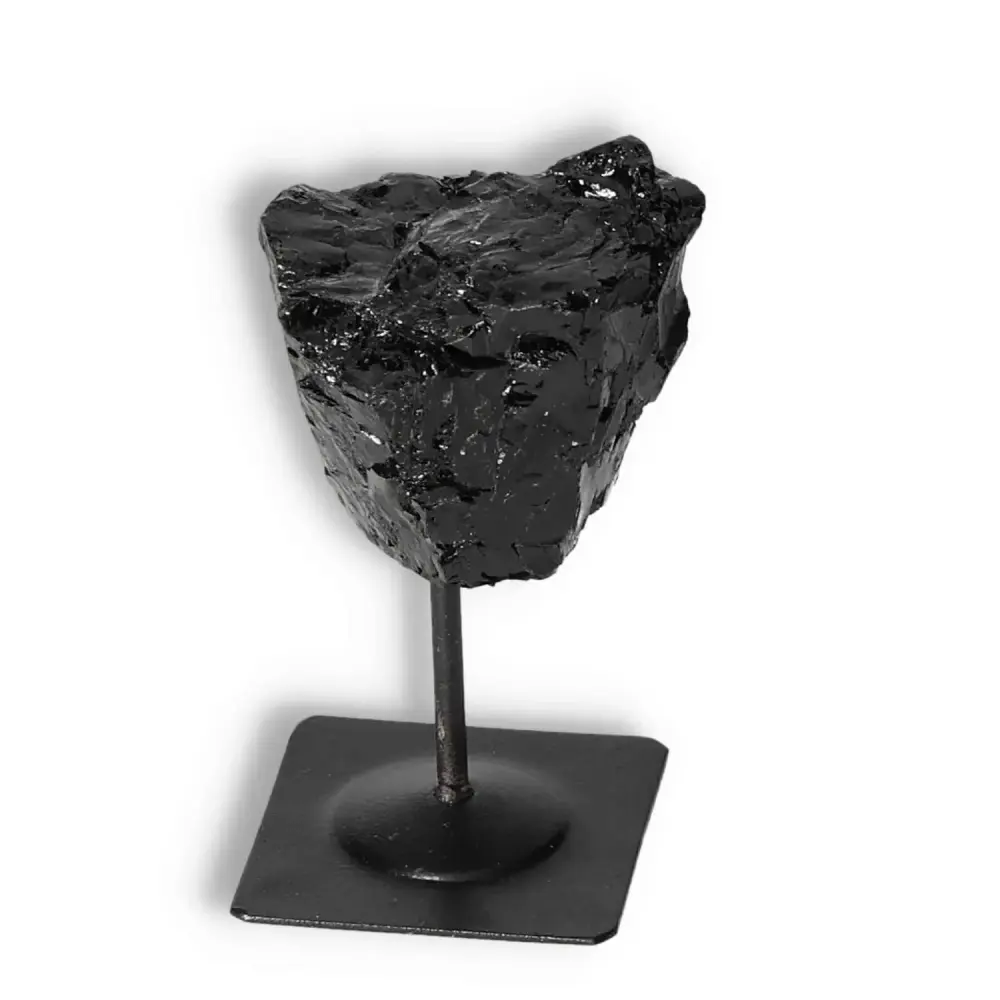 Rough Black Tourmaline with Metal Stand S 566797 - Image 3