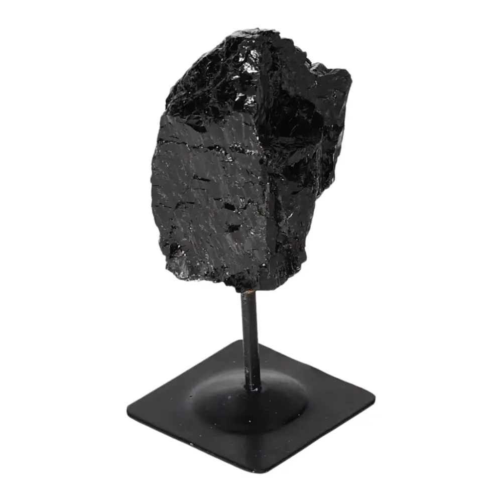 Rough Black Tourmaline with Metal Stand S 566834