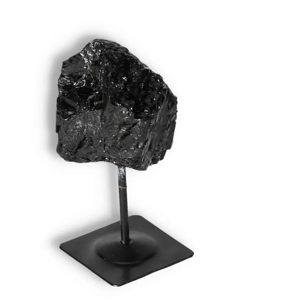 Rough Black Tourmaline with Metal Stand S 566834 - Image 3