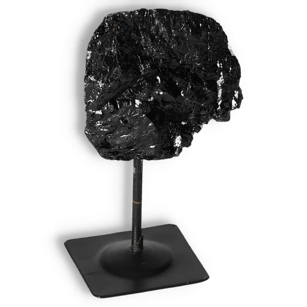 Rough Black Tourmaline with Metal Stand S 565431 - Image 3