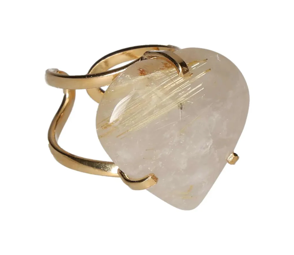 Rutilated Quartz Heart Cabochon Arc Ring 599283