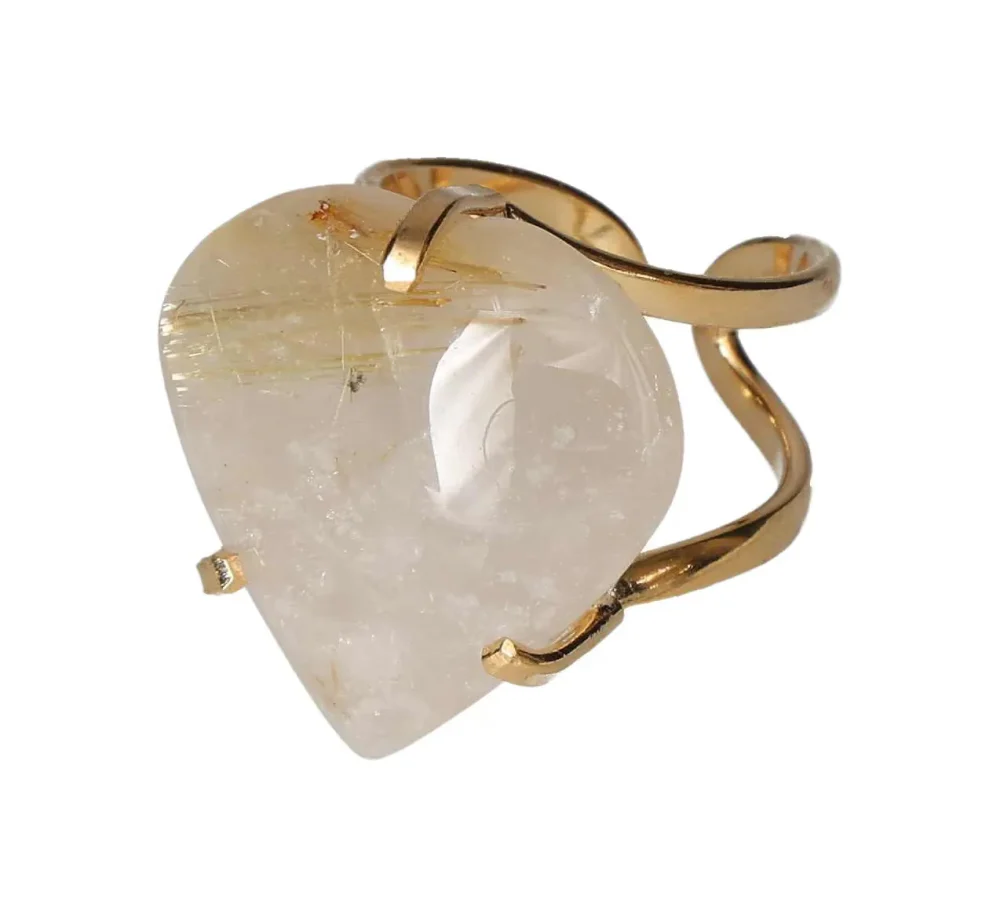 Rutilated Quartz Heart Cabochon Arc Ring 599283 - Image 2