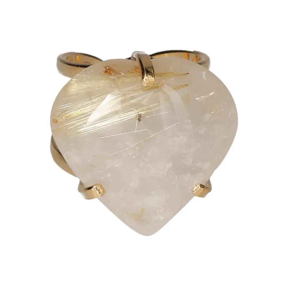 Rutilated Quartz Heart Cabochon Arc Ring 599283 - Image 3