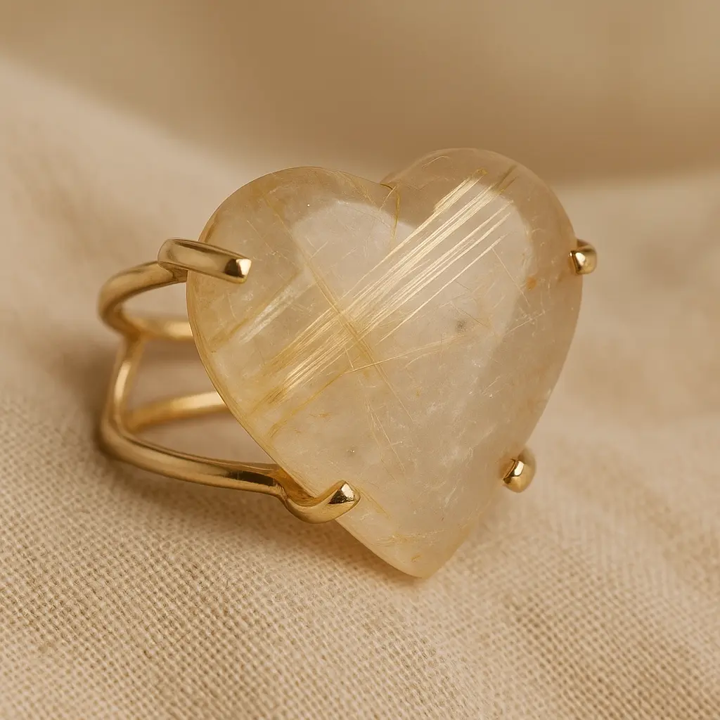 Rutilated Quartz Heart Cabochon Arc Ring 599283 - Image 4