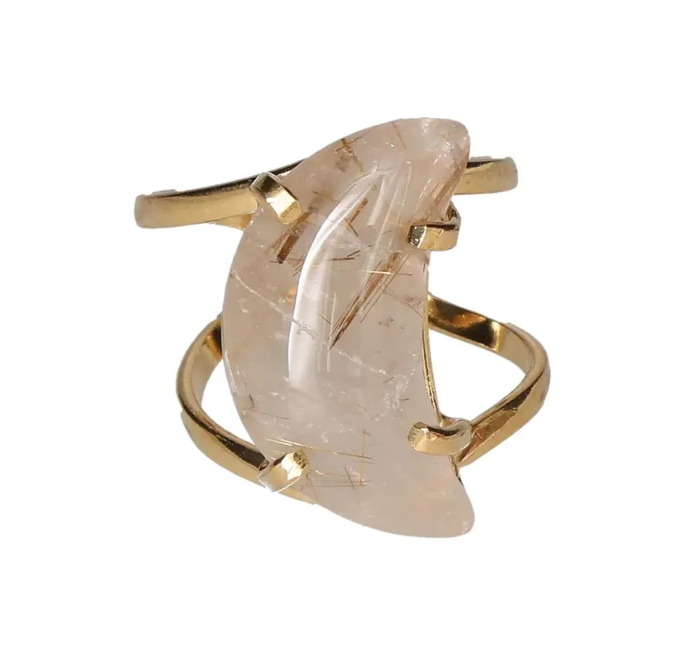 Rutilated Quartz Heart Cabochon Arc Ring 599290 - Image 3