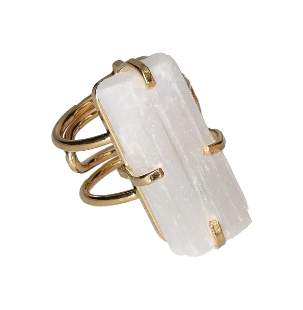 Gold Arc Ring with Selenite – Purity and Light Alignment 596633 P30