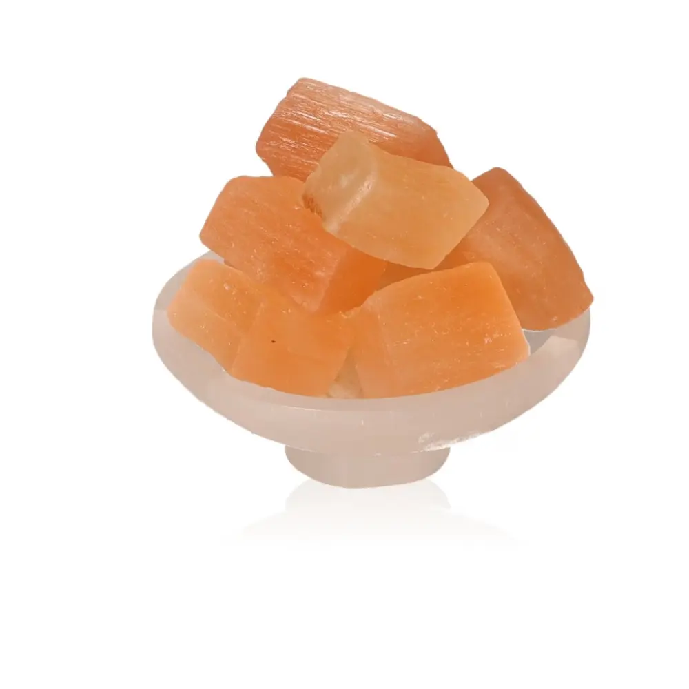 Selenite bowls stand 10cm with rough orange 523219 - Image 2