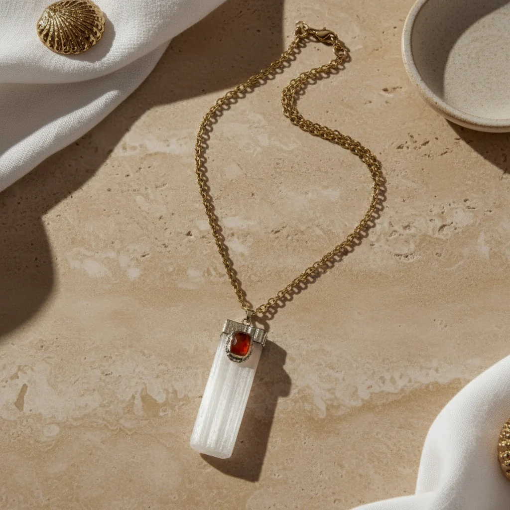 Selenite and Carnelian Necklace 545242 P30 - Image 10