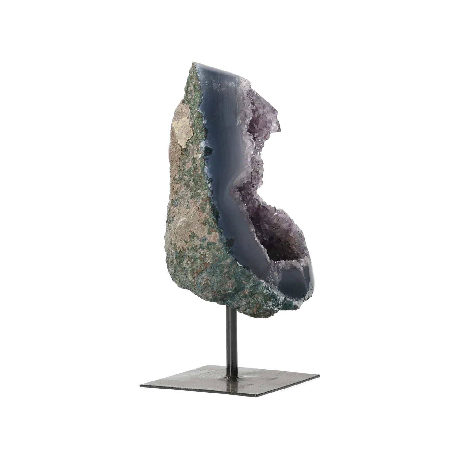 Semi polished Agate with Amethyst on Metal Base 10000457 - Image 2
