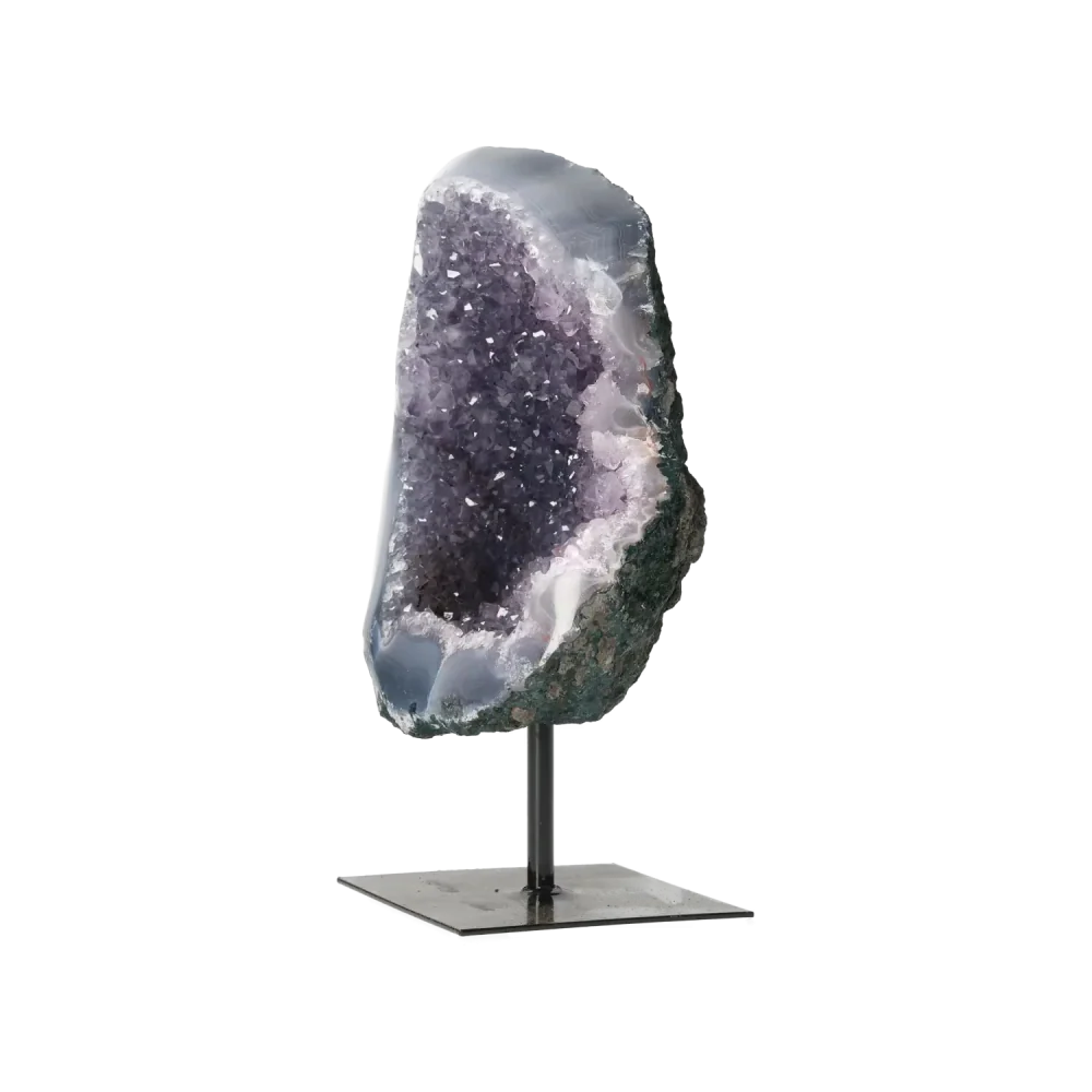 Semi polished Agate with Amethyst on Metal Base 10000457 - Image 6