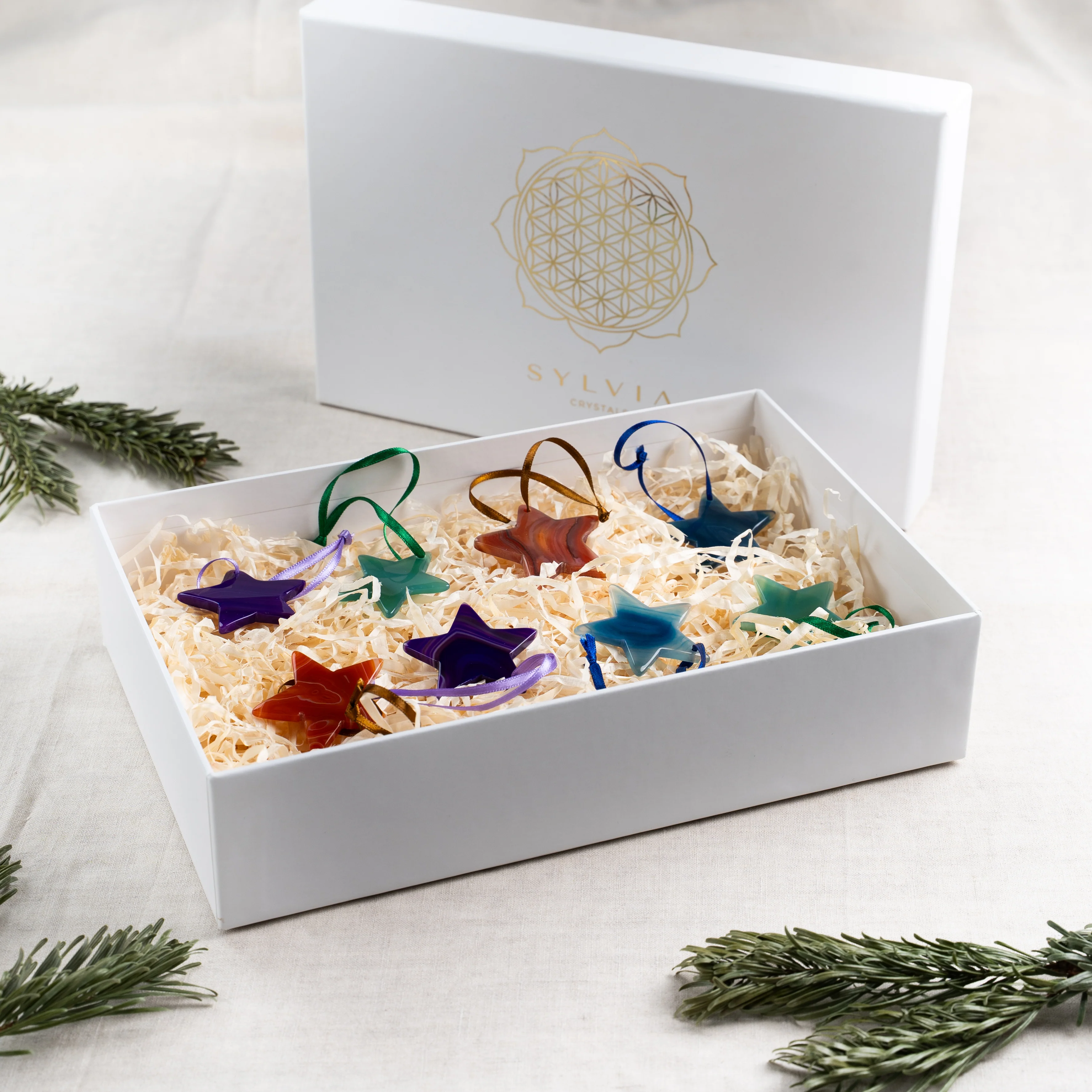 Small Harmony Stars Agate Christmas Ornaments Set of 8 008001 - Image 3