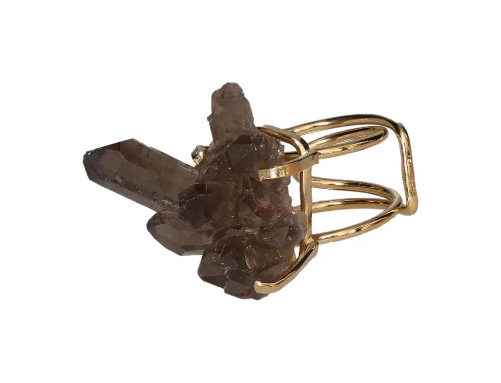 Smokey Quartz Arc Ring Grounded Glow in Gold 613354 - Image 3